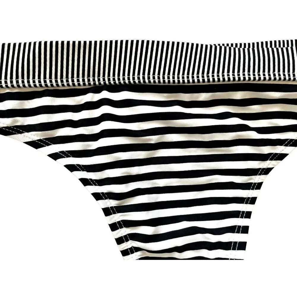 Old Navy Black & White Striped Bikini Bottom Size L - Picture 3 of 4